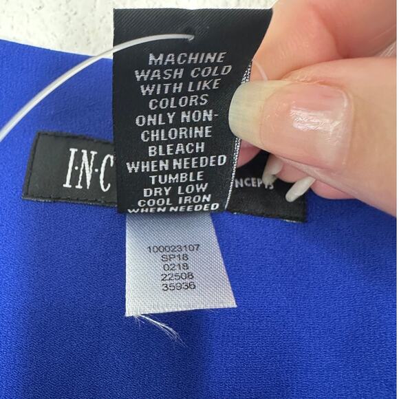 NWT INC Royal Blue VNeck Faux Wrap Long Sleeve High-Low Blouse XS - Picture 12 of 14